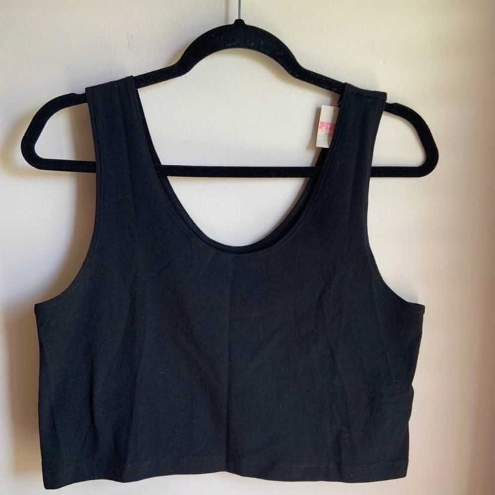 PINK VICTORIA’S SECRET XL SEXY CROP TOP TANK TOP BLACK